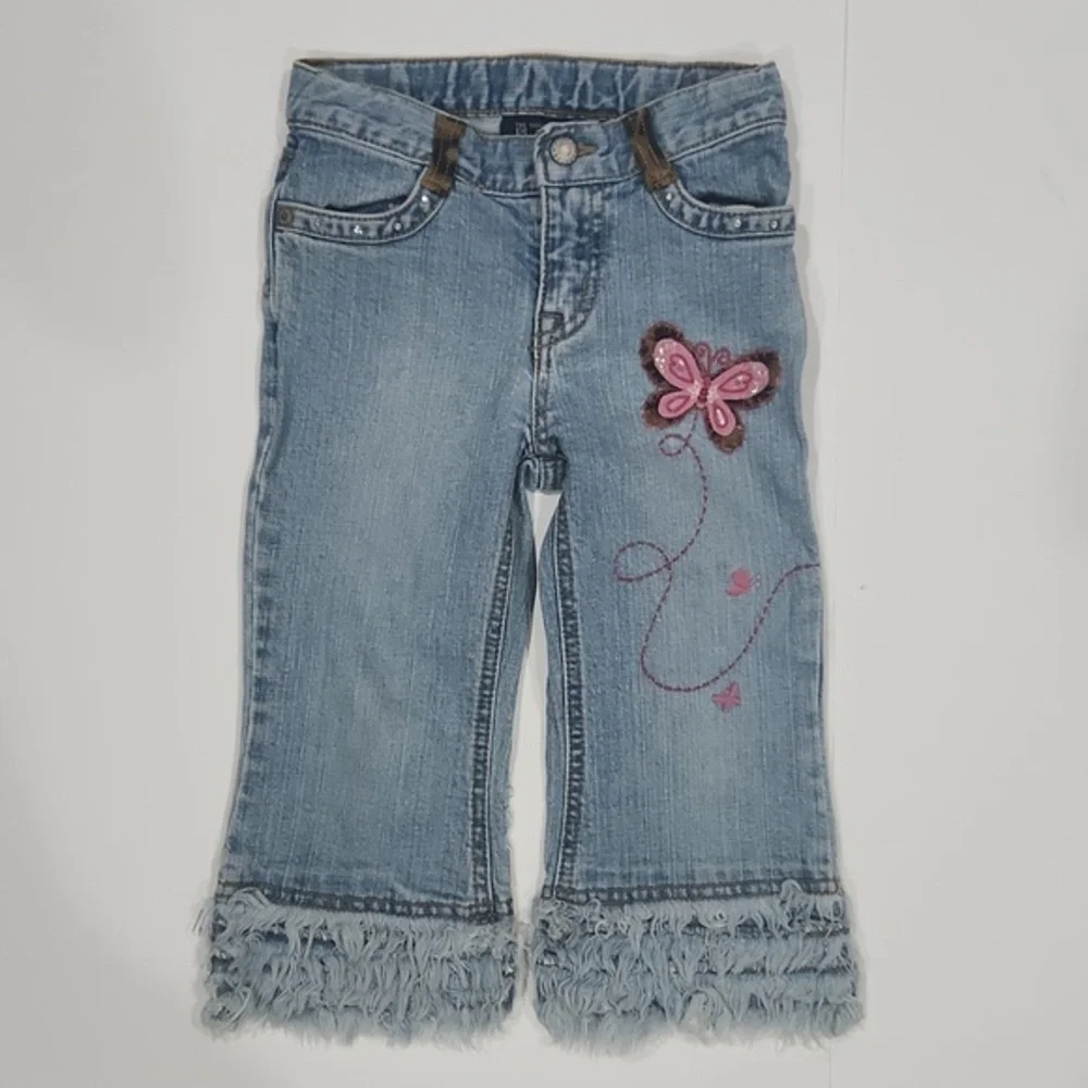 Toddlers Jeans with Cheeta and‎ Rhinestone Accents Size 2T